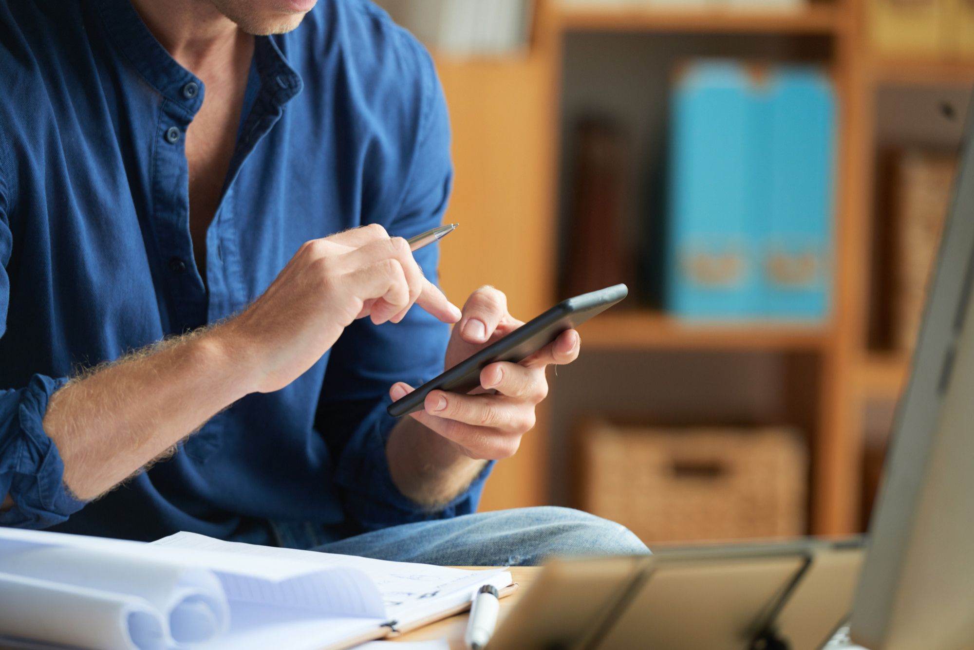 man using smartphone